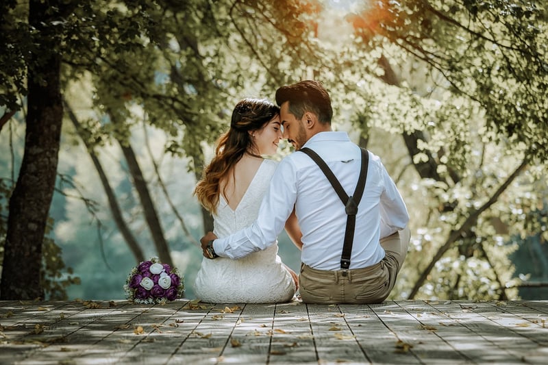 Bride in Forest Wedding Dress